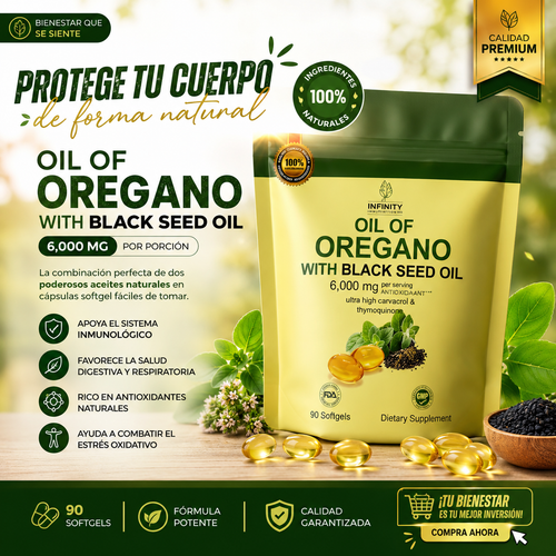 OREGANO OIL + BLACK SEED OIL 6000 MG (90 SOFGEL)
