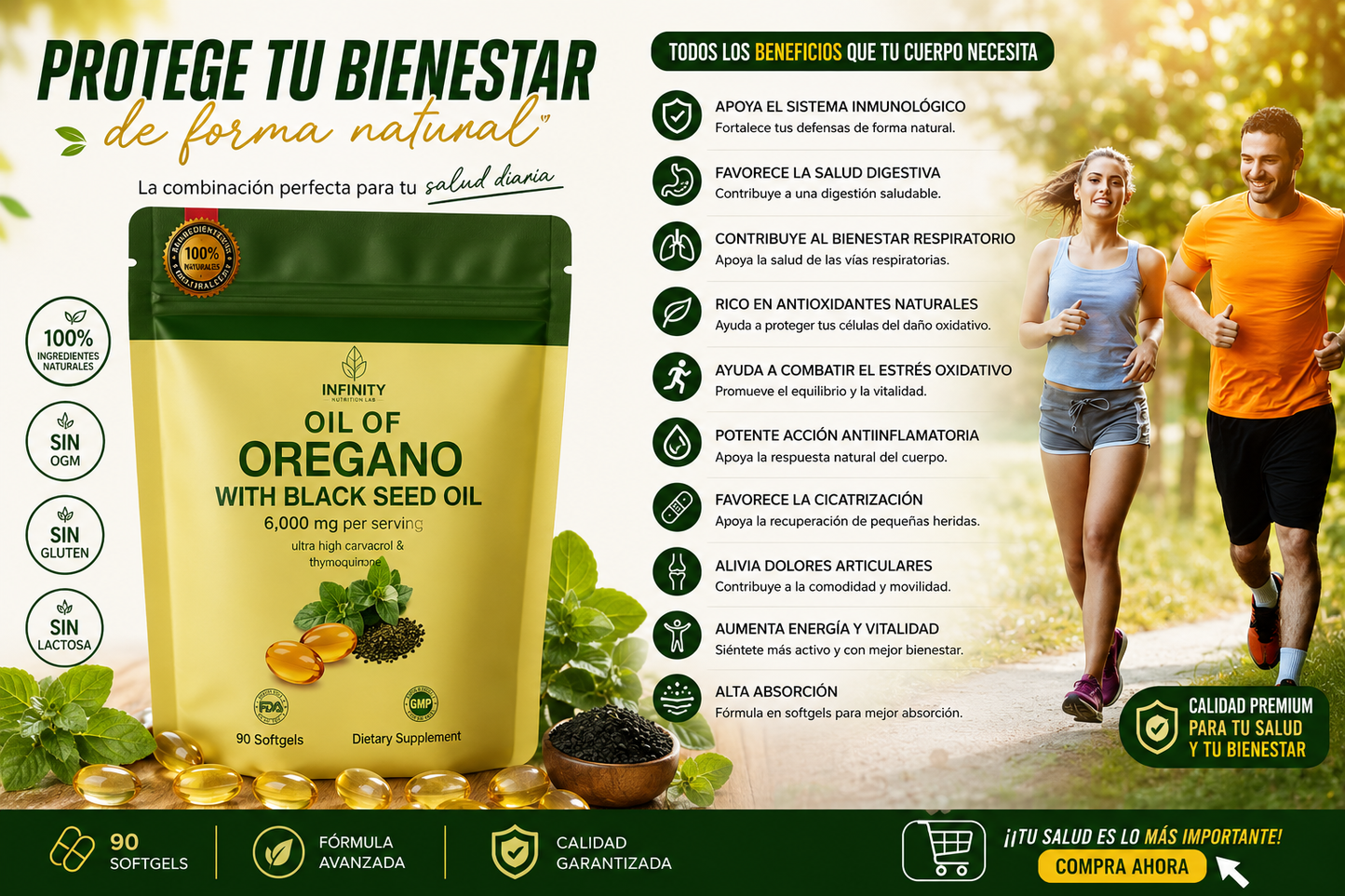 OREGANO OIL + BLACK SEED OIL 6000 MG (90 SOFGEL)