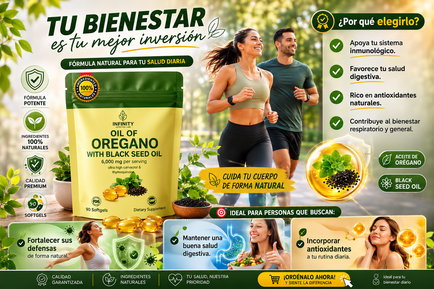 OREGANO OIL + BLACK SEED OIL 6000 MG (90 SOFGEL)