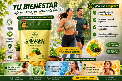 OREGANO OIL + BLACK SEED OIL 6000 MG (90 SOFGEL)