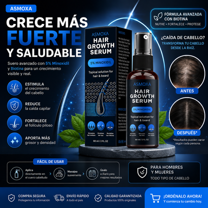 SUERO PARA EL CRECIMIENTO DEL CABELLO, 5% MINOXIDIL Y BIOTINA