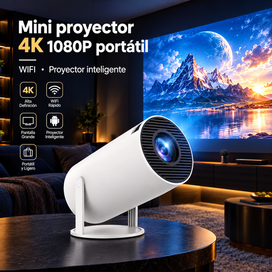Mini proyector 4K 1080P portátil, WIFI, proyector inteligente