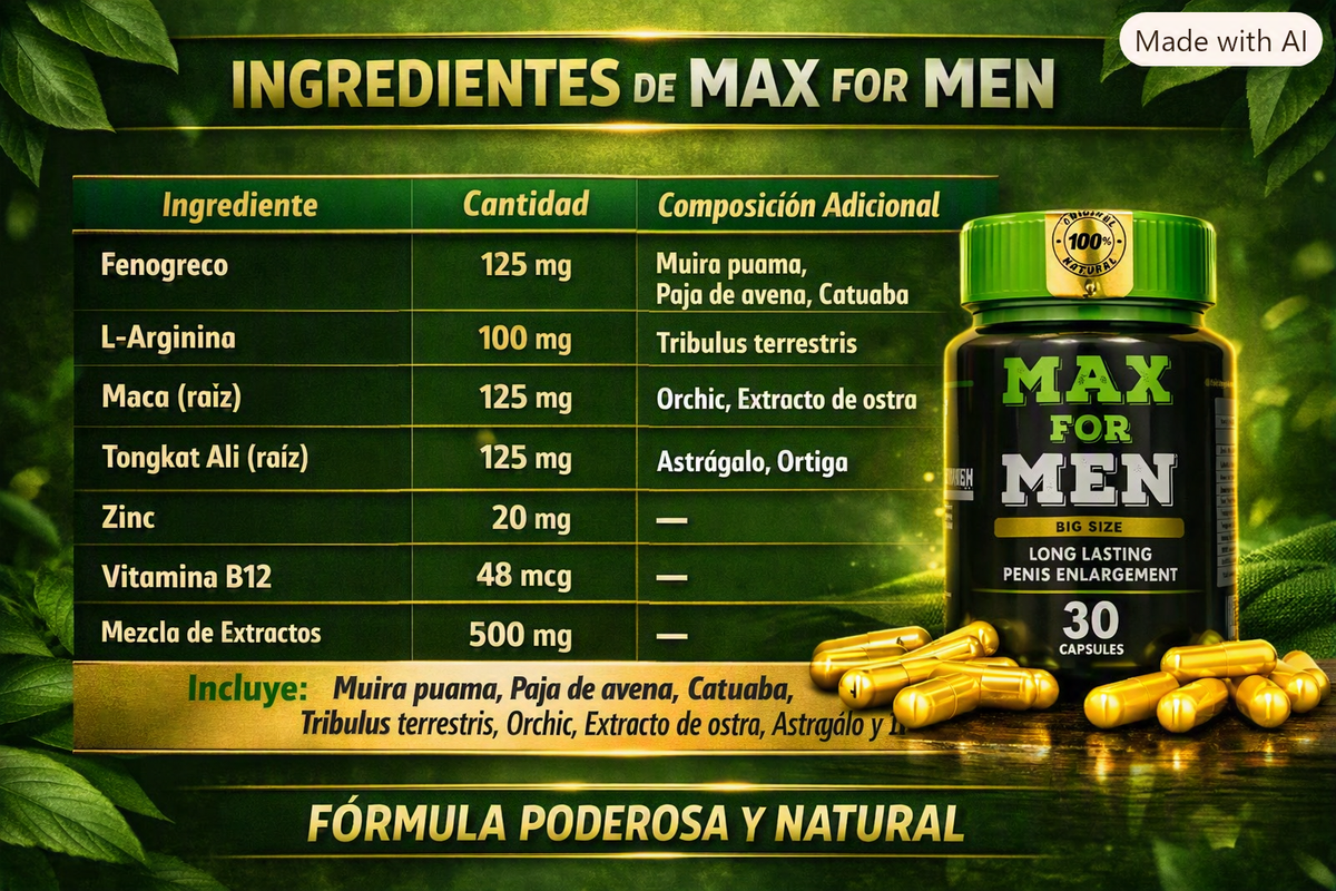 MAX FOR MEN X 30 CAPS. vitalidad y el bienestar sexual masculino