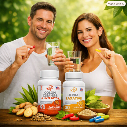 DETOX DIGESTIVE Colon Cleanse + Herbal Laxative ( 2 PRODUCTOS)