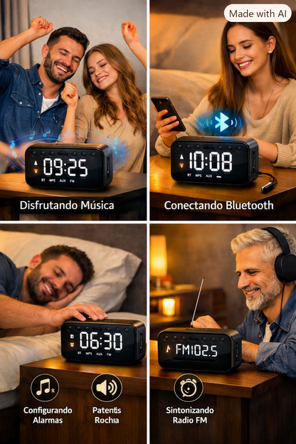 ⏰🔊 Reloj Despertador con Bocina, Música y Radio FM