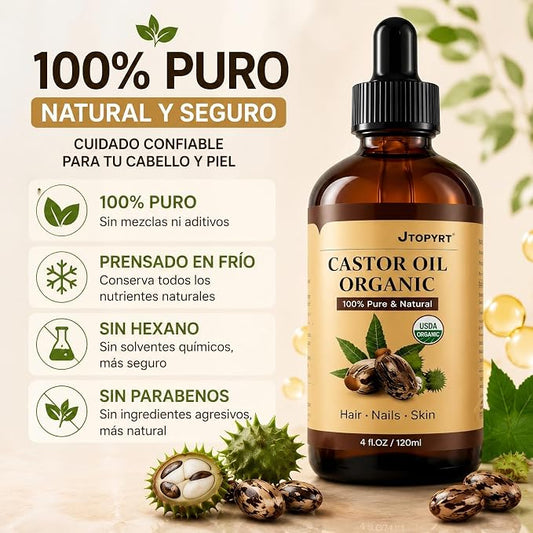 ACEITE DE CASTOR OIL ORGÁNICO PREMIUM – 100% PURO, PRENSADO EN FRÍO