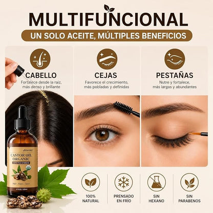 ACEITE DE CASTOR OIL ORGÁNICO PREMIUM – 100% PURO, PRENSADO EN FRÍO